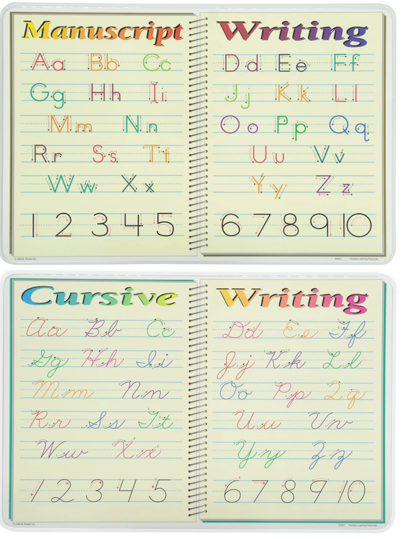 Manuscript + Cursive Writing Placemats – Love to Learn